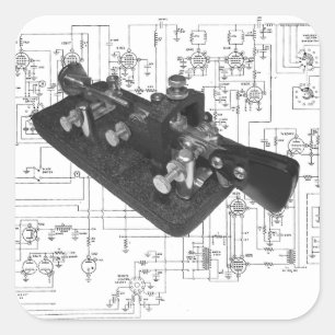 Morse Code Radio Key Schemata Quadratischer Aufkleber