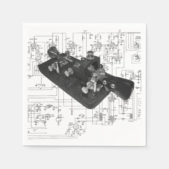 Morse Code Radio Key Schemata Serviette (Vorderseite)