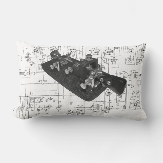 Morse Code Radio Key Schematic Lumbar Pillow Lendenkissen (Vorderseite)