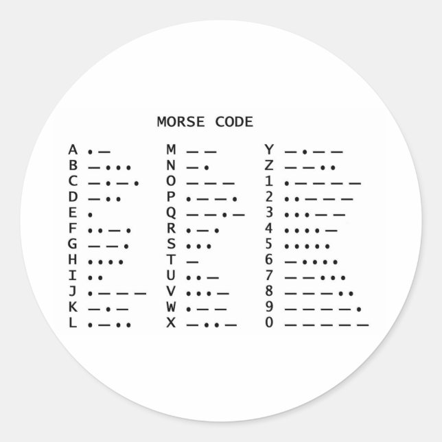 Morse Code Runder Aufkleber (Vorderseite)