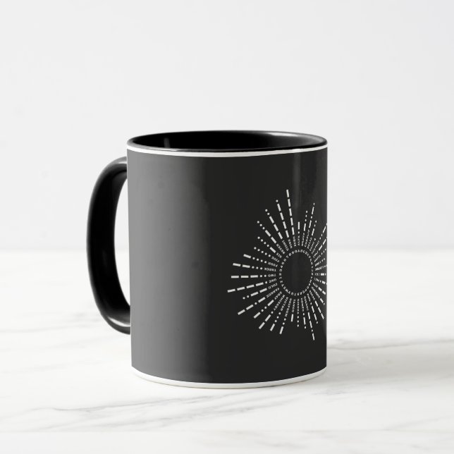 Morse Code und NATO Grafik in Circle Shape lernen Tasse (Vorderseite Links)
