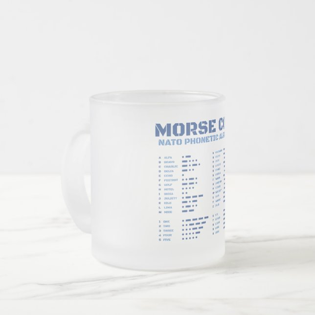 Morse Code und NATO Phonetic Alphabet Mattglastasse (Vorderseite Links)