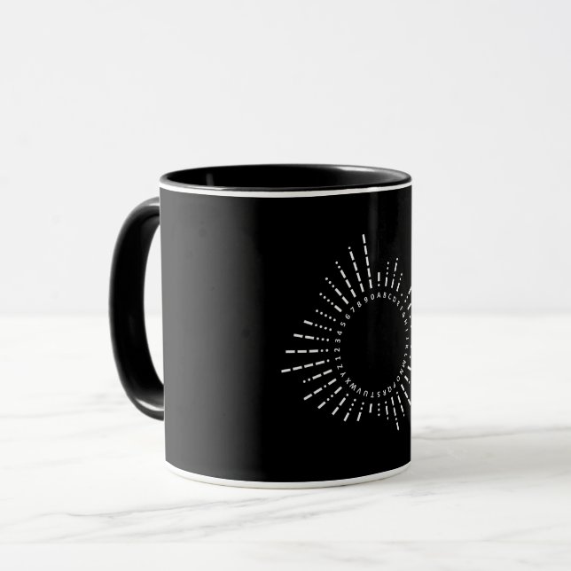 Morsecode Alphabet Tasse (Vorderseite Links)