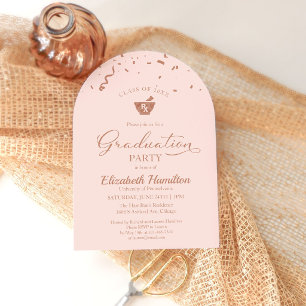 Mörser Apotheke Abschlussfeier Rose Gold Pink Einladung