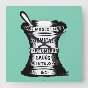 Mörser und Stampfe Quadratische Wanduhr