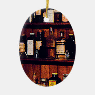 Mörser und Stößel und Medizinflaschen Keramik Ornament