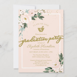 Mörserpestill Apotheken-Absolventenparty Rosa Blum Einladung