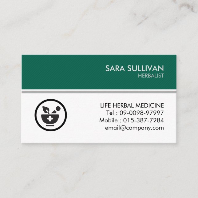 Mortar Pestle Kräutermedizin Visitenkarte (Vorderseite)