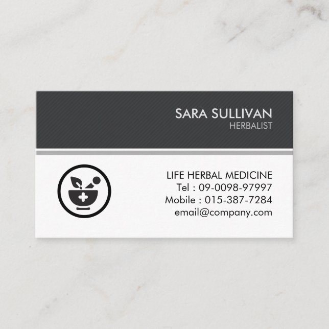 Mortar Pestle Kräutermedizin Visitenkarte (Vorderseite)