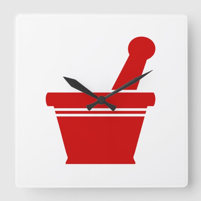 Mortar & Pestle Quadratische Wanduhr (Vorderseite)