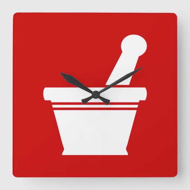 Mortar & Pestle Quadratische Wanduhr (Vorderseite)