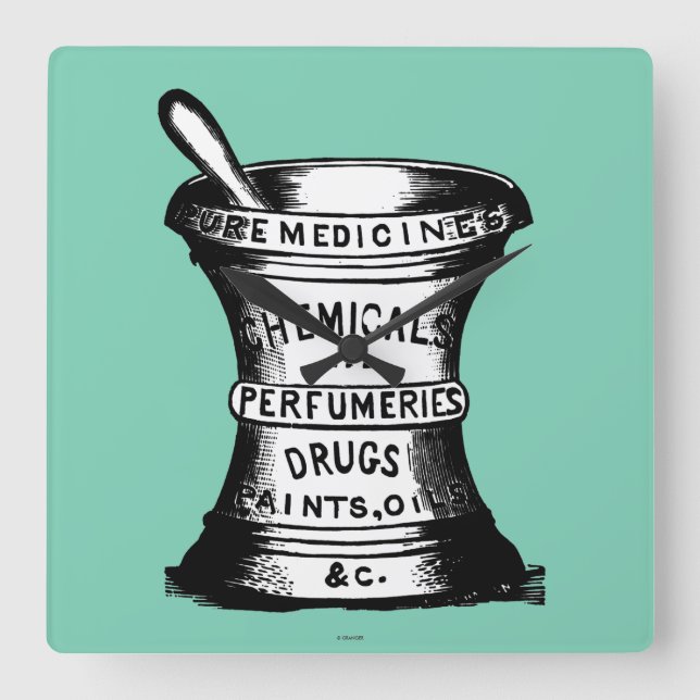 Mortar und Pestle Quadratische Wanduhr (Vorderseite)