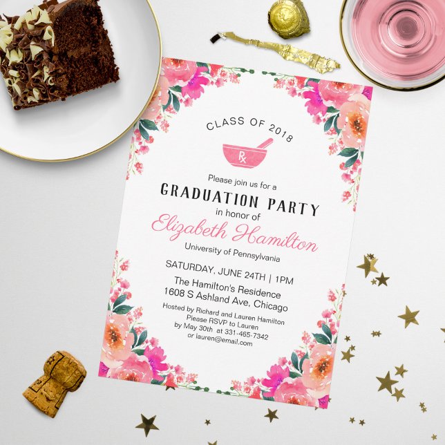 Mortar und Pestle Rx Pharmacy School Grad Party Einladung (Von Creator hochgeladen)