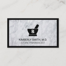 Mortar und Pestle | Schwarze Grenze aus weißem Mar Visitenkarte