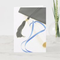 Mortarboard, Diplom, blaues Band-Abschlusskarte