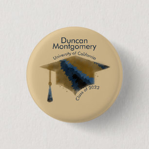 Mortarboard für die Graduierung von Navy Gold Button