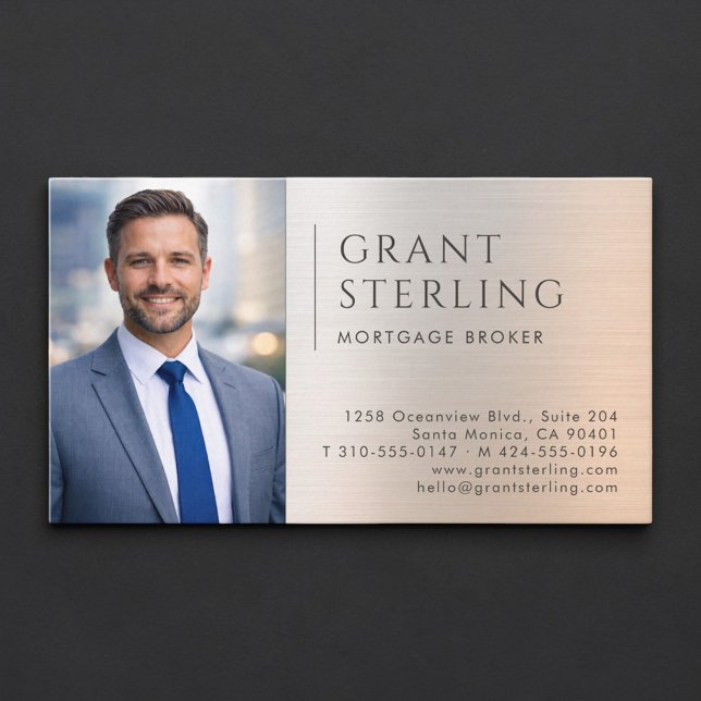 Mortgage Broker Photo Metallic Visitenkarte (Von Creator hochgeladen)