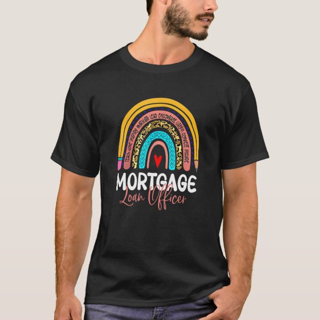 Mortgage Loan Officer Leopard Rainbow Accounting B T-Shirt (Vorderseite)