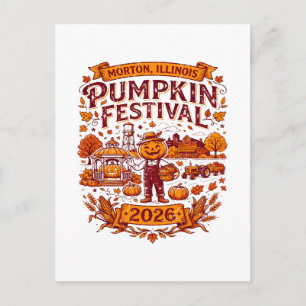 Morton Illinois Kürbisfestival Herbst 2026 Postkarte