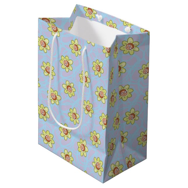 Morty Blume Pattern Mittlere Geschenktüte (Vorderseite Schrägansicht)
