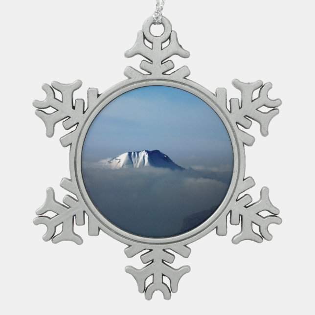 Morzine France Holiday Card Acrylic Print Foto Bl Schneeflocken Zinn-Ornament (Vorderseite)