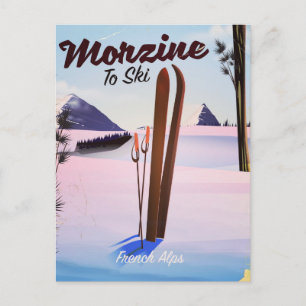 Morzine, Französische Alpen Ski-Plakat Postkarte