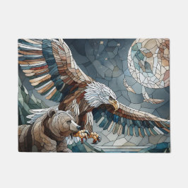 Mosaic Ai Art | Brauner Bär und Adler Vollmond Fußmatte