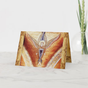 MOSAIC ANGEL , braunes Pergament Feiertagskarte