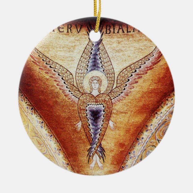 MOSAIC ANGEL Brown Parchment ,Red Ruby Keramik Ornament (Vorne)