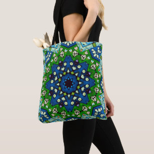 Mosaic Blue Green Hippie Boho Mandala