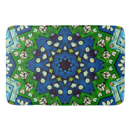 Mosaic Blue Green Hippie Boho Mandala Badematte