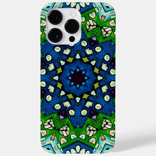 Mosaic Blue Green Hippie Boho Mandala Case-Mate iPhone Hülle (Rückseite)
