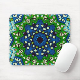 Mosaic Blue Green Hippie Boho Mandala Mousepad