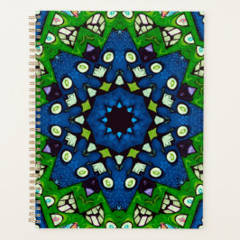 Mosaic Blue Green Hippie Boho Mandala Planer