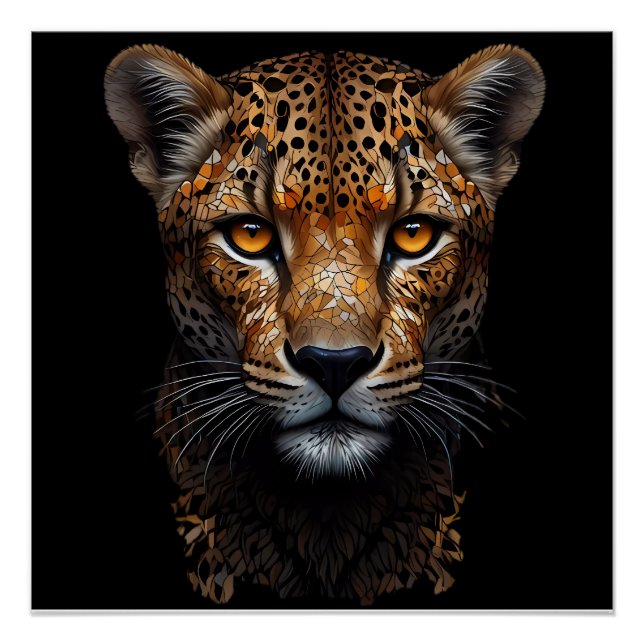 Mosaic Cheetah Portrait Poster (Vorderseite)