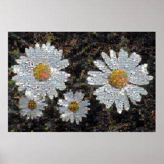 Mosaic Daisies 10 Poster