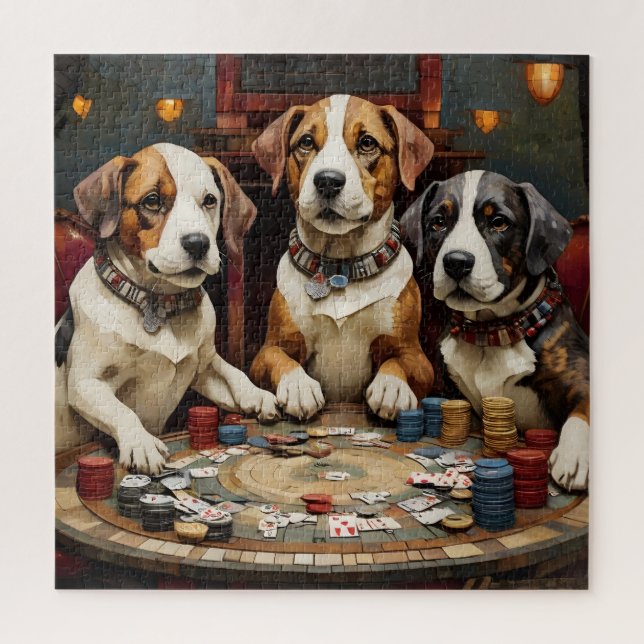Mosaic Dog spielt Poker Puzzle (Vertikal)