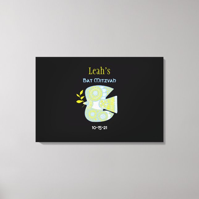 MOSAIC DOVE of PEACE Bat Mitzvah Sign-In Board Leinwanddruck (Vorderseite)