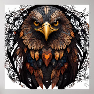 Mosaic Eagle Portrait Poster