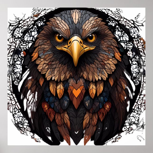 Mosaic Eagle Portrait Poster (Vorne)