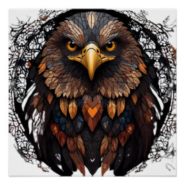 Mosaic Eagle Portrait Poster