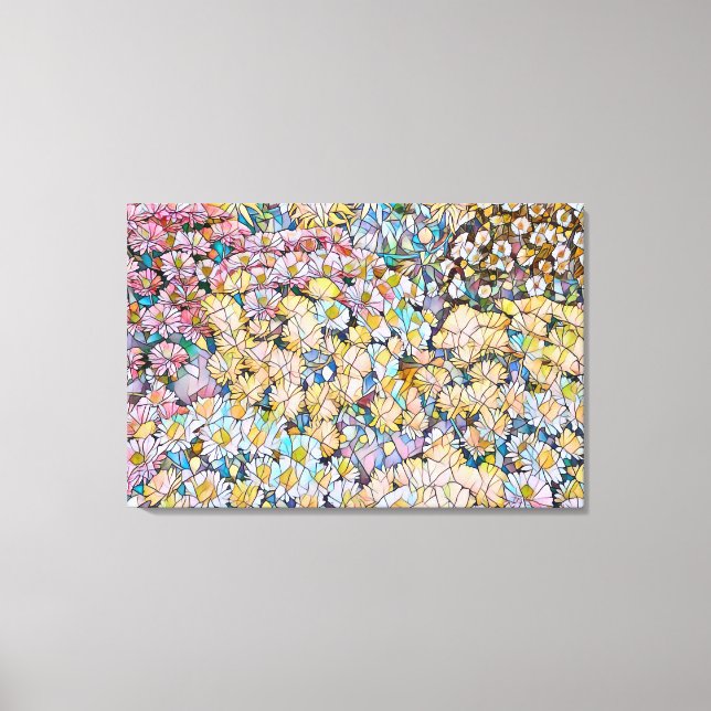 MOSAIC EFFET der Chrysanthemum-Blume zur Leinwand (Vorderseite)