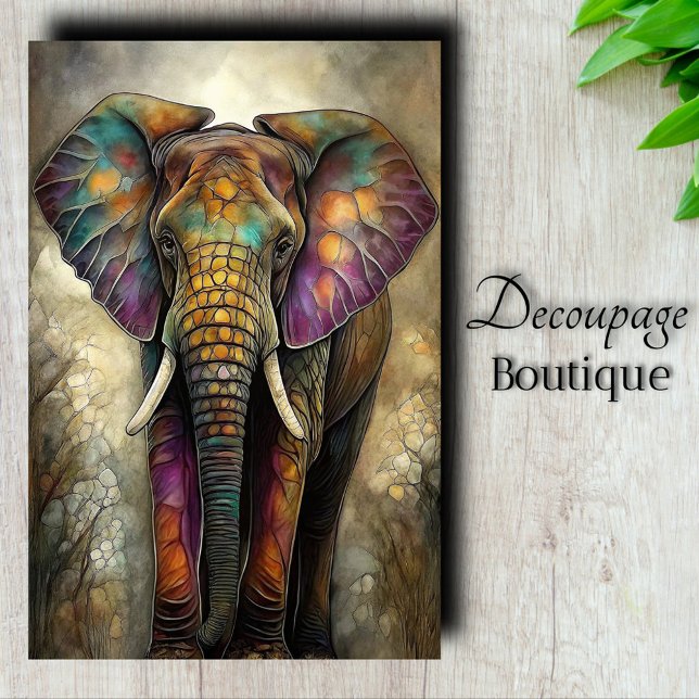 Mosaic Elephant Decoupage Seidenpapier (Mosaic Elephant Decoupage Tissue Paper)