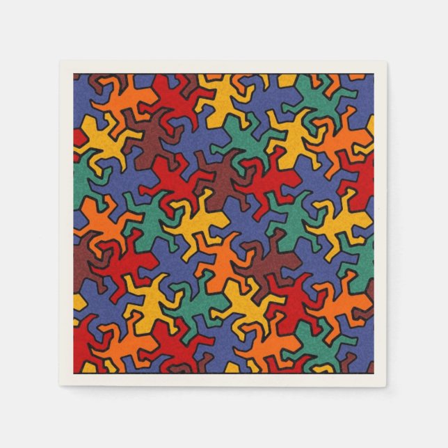 Mosaic Geckos Muster - Erdfarbe Serviette (Vorderseite)