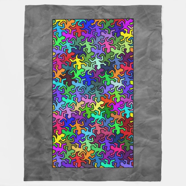 Mosaic Geckos Muster - farbig Fleecedecke (Vorderseite)