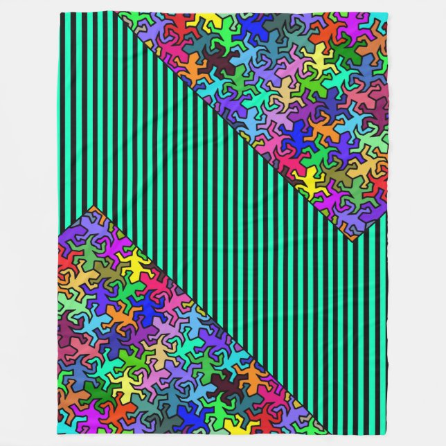 Mosaic Geckos Muster - farbig Fleecedecke (Vorderseite)