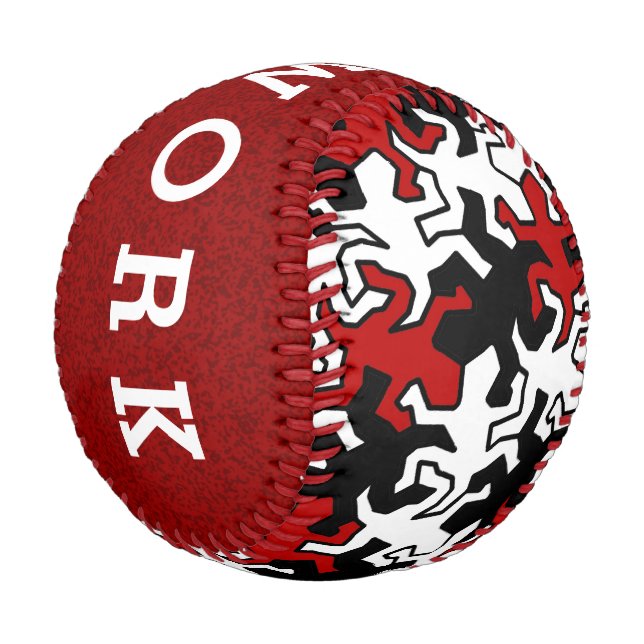 Mosaic Geckos Muster - rot Schwarz-weiß Baseball (Schrägansicht)