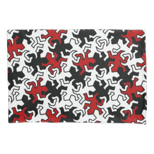 Mosaic Geckos Muster - rot Schwarz-weiß Kissenbezug