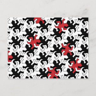 Mosaic Geckos - rot Schwarz-weiß Postkarte