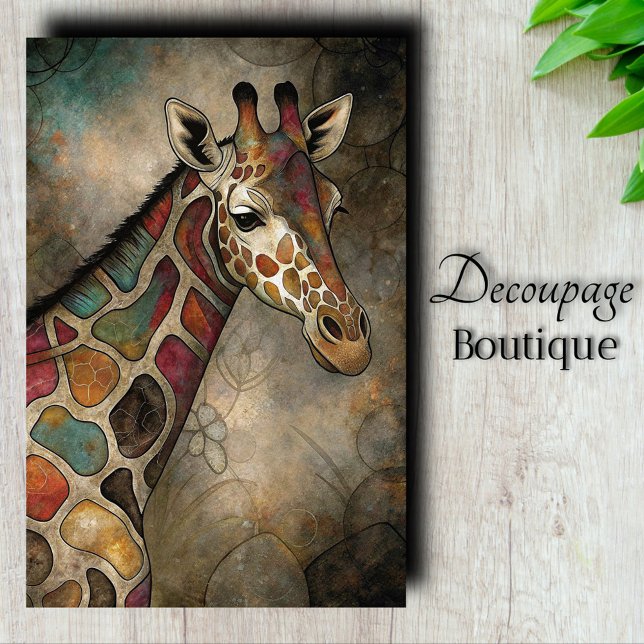 Mosaic Giraffe Decoupage Seidenpapier (Mosaic Giraffe Decoupage Tissue Paper)